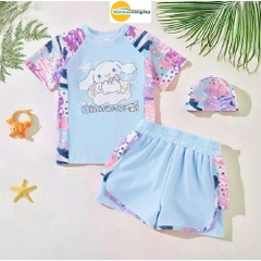Đồ bơi bé gái tay gắn quần đùi rời hoạ tiết Cinamorin xinh xắn
