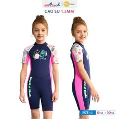 Đồ bơi giữ nhiệt bé gái Dive and Sail size 12-30kg chất liệu cao su dày 1.5mm giữ ấm ngăn tia UV