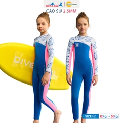 Đồ bơi giữ nhiệt bé gái Dive and Sail size 12-30kg chất liệu cao su dày 2.5mm giữ ấm ngăn tia UV