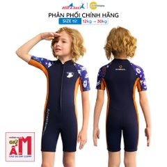 Bộ đồ bơi giữ nhiệt bé trai Dive&Sail 2.5mm, kiểu liền thân, tay ngắn, khóa kéo phía trước, chống UV