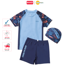 Bộ đồ bơi bé trai tay ngắn quần ngắn BIG SIZE kèm mũ, Size từ 34-73kg