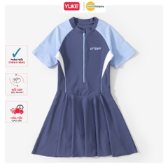 Bộ đồ bơi bé gái YUKE váy liền thân độ đàn hồi cao, thiết kế màu tương phản, chất liệu vải kháng Clo
