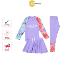 Bộ đồ bơi bé gái set 3 món áo dài quần dài và chân váy rời chống nắng