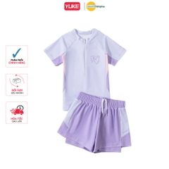 Bộ đồ bơi bé gái tay ngắn quần đùi 2 lớp kín đáo có dây kéo trước ngực tiện lợi YY2482