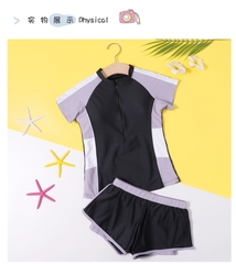 Đồ bơi cho bé gái lớn phối xám dây kéo ngực quần đùi