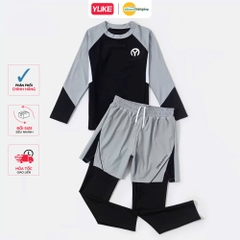 Đồ bơi bé trai YUKE tay dài quần dài phối quần đùi kín đáo chống nắng hiệu quả mới 2026 YY7243