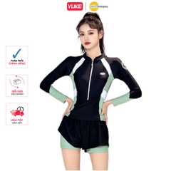 Đồ bơi nữ YUEK tay dài quần đùi 2 lớp thiết kế thể thao năng động trẻ trung