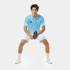 Áo picklebal nam, áo thể thao nam cổ trụ Phonix trắng xanh thời trang co giãn 4 chiều thấm hút mồ hôi