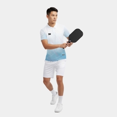 Áo picklebal nam, áo thể thao nam cổ trụ Phonix trắng xanh thời trang co giãn 4 chiều thấm hút mồ hôi