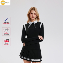 Áo thun dài tay nữ  phong cách Pháp pha lẫn nét học đường và thể thao tennis – Trang phục tập luyện ngoài trời  YCF2521
