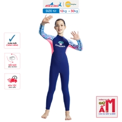 Đồ bơi giữ nhiệt bé gái Dive and Sail size 12-30kg tay dài quần dài cao su dày 2.5mm giữ ấm
