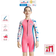 Đồ bơi giữ nhiệt bé gái Dive and Sail size 12-30kg cao su dày 2.5mm giữ ấm ngăn tia UV