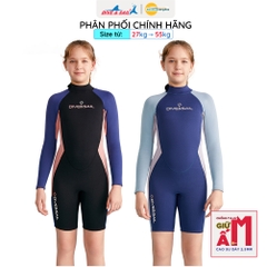 Đồ bơi giữ nhiệt bé gái Dive and Sail size 27kg - 55kg cao su dày 2.5mm giữ ấm rât tốt
