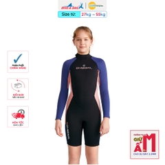 Đồ bơi giữ nhiệt bé gái Dive and Sail size 27kg - 55kg cao su dày 2.5mm giữ ấm rât tốt