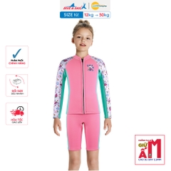 Đồ bơi giữ nhiệt bé gái Dive and Sail size 12-30kg, cao su dày 2.5mm ngăn tia UV giữ ấm