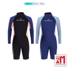 Đồ bơi giữ nhiệt bé gái Dive and Sail size 27kg - 55kg cao su dày 2.5mm giữ ấm rât tốt