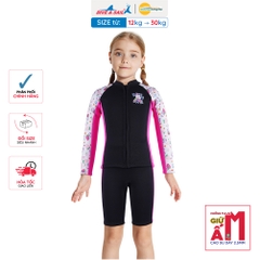 Đồ bơi giữ nhiệt bé gái Dive and Sail size 12-30kg, cao su dày 2.5mm ngăn tia UV giữ ấm