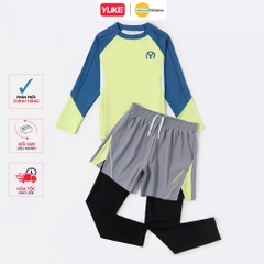 Đồ bơi bé trai YUKE tay dài quần dài phối quần đùi kín đáo chống nắng hiệu quả mới 2026 YY7243