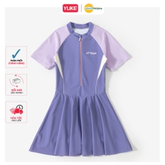 Bộ đồ bơi bé gái YUKE váy liền thân độ đàn hồi cao, thiết kế màu tương phản, chất liệu vải kháng Clo