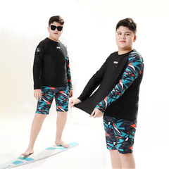 Bộ đồ bơi bé trai BIG SIZE tay dài quần ngắn kèm mũ Size từ 34-73kg