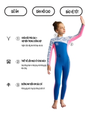 Đồ bơi giữ nhiệt bé gái Dive and Sail size 12-30kg chất liệu cao su dày 2.5mm giữ ấm ngăn tia UV