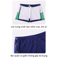 Bộ đồ bơi bé trai BIG SIZE tay dài quần ngắn tặng kèm mũ cho bé từ 34-73kg