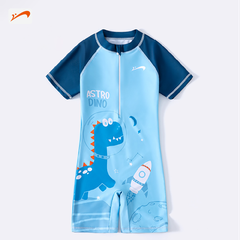 Đồ bơi bé trai tay ngắn quần ngắn liền thân, họa tiết khủng long cho bé size từ 12-34kg