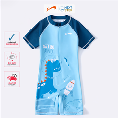 Đồ bơi bé trai tay ngắn quần ngắn liền thân, họa tiết khủng long cho bé size từ 12-34kg