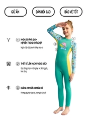 Đồ bơi giữ nhiệt bé gái Dive&Sail liền thân tay dài chất liệu cao su dày 2.5mm – Giữ ấm, chống lạnh, phù hợp để lặn ống thở, lướt sóng chống nắng và chống sứa.