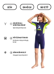 Đồ bơi giữ nhiệt bé trai Dive and Sail size 12-30kg chất liệu cao su dày 2.5mm giữ ấm ngăn tia UV