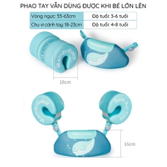 Phao tay ngực tập bơi MamboBaby cho bé từ 3-6 tuổi phao có tháo rời gấp gọn độ nổi an toàn
