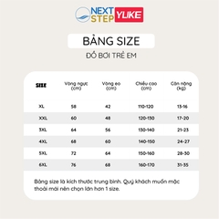 Đồ bơi bé gái, liền than tay ngắn hiệu YUKE phối váy, chất vải co giãn size cho bé từ 13-35kg.