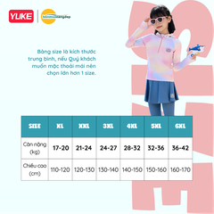 ĐỒ BƠI BÉ GÁI TAY DÀI QUẦN DÀI YUKE PHỐI CHÂN VÁY LIỀN CHỐNG NẮNG KÍN ĐÁO.