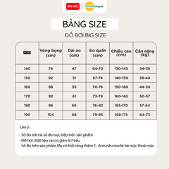 Đồ bơi bé trai BIG SIZE tay ngắn quần ngắn kèm mũ, size từ 34kg - 73kg