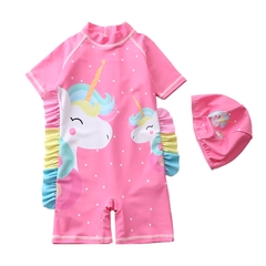 Đồ bơi bé gái liền thân chất vải mềm mại bao gồm nón bơi cho bé từ sơ sinh 7kg