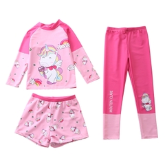 Đồ bơi bé gái 3 mảnh tay dài quần dài Yibaidu CM84-6BW