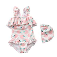 Đồ bơi bé gái Bikini 2 dây bao gồm nón Yibaidu 1021