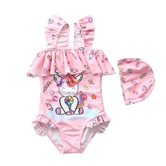 Đồ bơi bé gái Bikini 2 dây bao gồm nón Yibaidu 1021