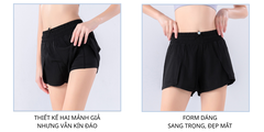 Quần short thể thao nữ pickleball, cầu lông 2 lớp-  Thiết kế xẻ bầu