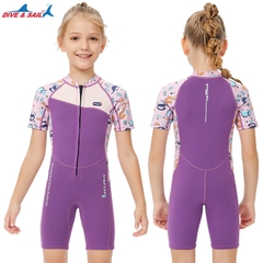 Đồ bơi giữ nhiệt bé gái Dive and Sail size 12-30kg Cao su day 2.5mm giữ ấm ngăn tia UV