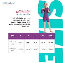 Đồ bơi giữ nhiệt bé gái Dive and Sail size 12-30kg cao su dày 2.5mm giữ ấm ngăn tia UV