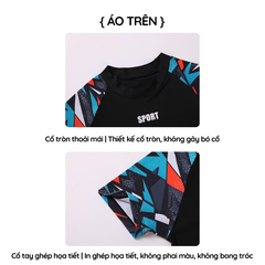 Bộ đồ bơi bé trai BIG SIZE tay ngắn kèm mũ, Size từ 34-73kg