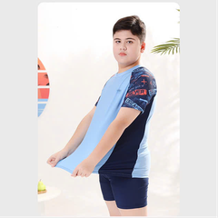 Bộ đồ bơi bé trai tay ngắn quần ngắn BIG SIZE kèm mũ, Size từ 34-73kg