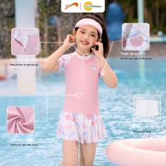 Đồ bơi bé gái tay ngắn chân váy rời hoạ tiết hoa tuylip Youyou
