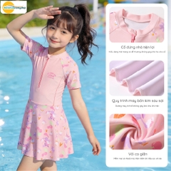 Đồ bơi bé gái liền thân tay ngắn YY7254