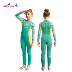 Đồ bơi giữ nhiệt bé gái Dive&Sail liền thân tay dài chất liệu cao su dày 2.5mm – Giữ ấm, chống lạnh, phù hợp để lặn ống thở, lướt sóng chống nắng và chống sứa.