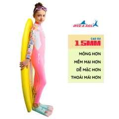 Đồ bơi giữ nhiệt bé gái Dive and Sail size 12-30kg chất liệu cao su dày 1.5mm giữ ấm ngăn tia UV