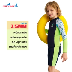 Đồ bơi giữ nhiệt bé trai Dive and Sail size 12-30kg chất liệu cao su dày 1.5mm giữ ấm ngăn tia UV