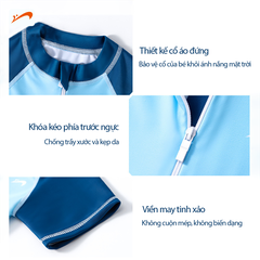 Đồ bơi bé trai tay ngắn quần ngắn liền thân, họa tiết khủng long cho bé size từ 12-34kg