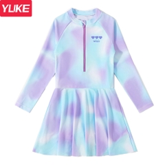 Đồ bơi bé gái YUKE tay dài chống nắng chân váy liền thân chất vải mềm mại phù hợp vui chơi dưới nước